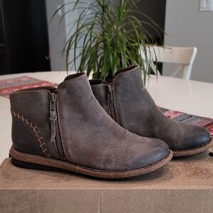 Born Gray Ankle Booties with Side Zipper and Stylish Stitching